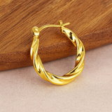 Gold-Plated Twisted Hoop Earrings for Women