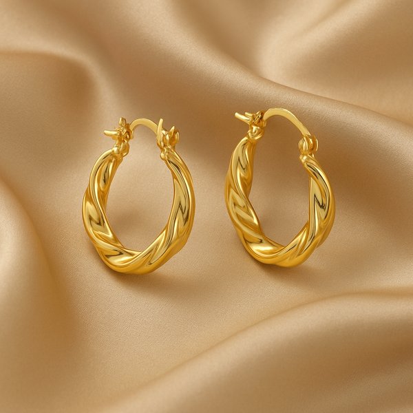 Gold-Plated Twisted Hoop Earrings for Women
