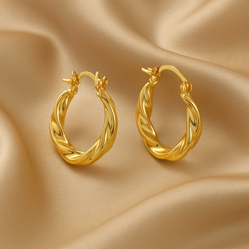 Gold-Plated Twisted Hoop Earrings for Women