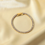 Gold-Plated Classic CZ Tennis Bracelet with Box Clasp