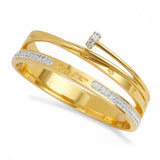 Gold Plated Bangle Bracelet for Women | Paved Cubic Zirconia Stones | Minimalist Nail Design Cuff | Tarnish Resistant Fashion Jewelry