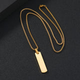 Gold Toned Anti Tarnish Rectangular Minimalist Hip Hop Party Pendant