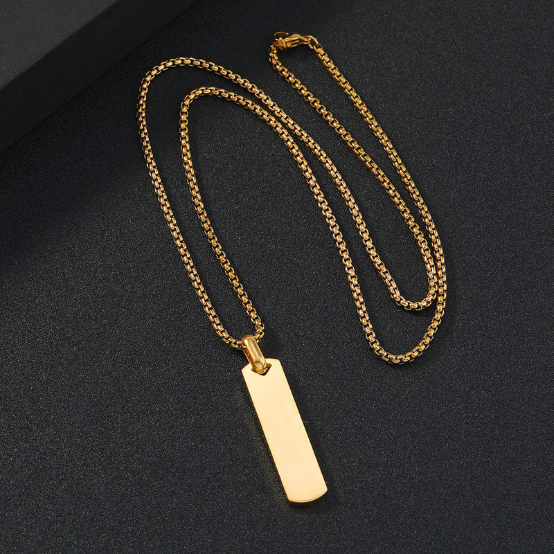 Gold Toned Anti Tarnish Rectangular Minimalist Hip Hop Party Pendant