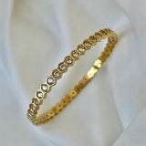 Gold-Plated Geometric CZ-Studded Bangle for Women
