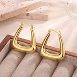 Gold Toned Anti Tarnish Chunky Geometric Statement Hoop Earrings