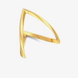 Gold-Plated Open Chevron Geometric Ring for Women