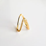 Minimalist Gold-Toned Wave Ring with Cubic Zirconia Accents