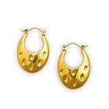 Gold-Plated Textured Drop Hoop Earrings for Women