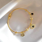 Gold-Plated Evil Eye Charm Cable Bracelet with Beads