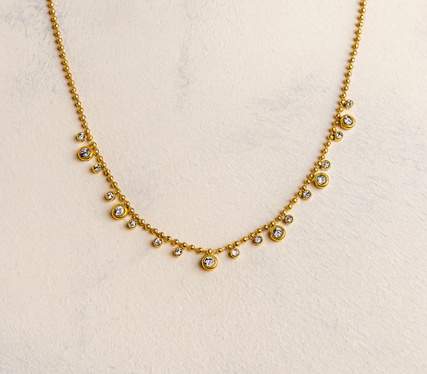 Elegant Gold-Plated Delicate Crystal Drop Necklace – Minimalist Everyday Wear Chain