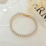Gold-Plated Classic CZ Tennis Bracelet with Box Clasp