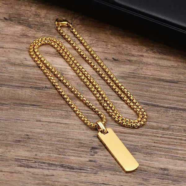 Gold Toned Anti Tarnish Rectangular Minimalist Hip Hop Party Pendant