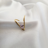 Gold-Plated V-Shaped Ring with Solitaire CZ Stone