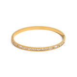 Gold-Plated CZ-Embellished Classic Bangle Bracelet for Women