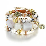 Marvelous Bohemia Beads Multi Strand Plushy Stretch Bracelet