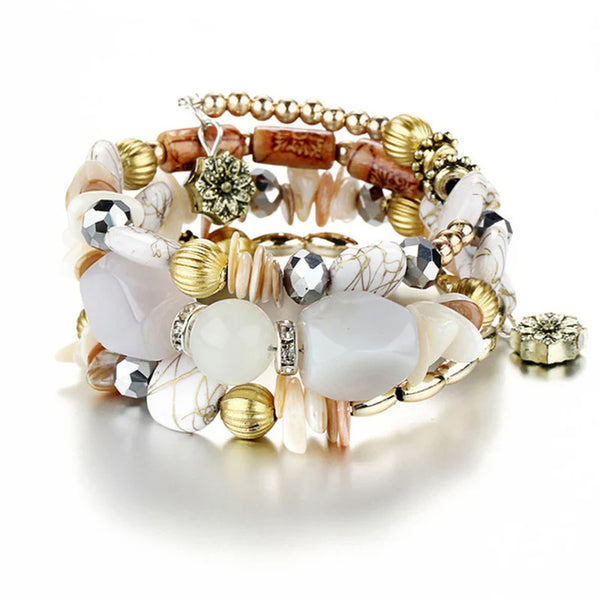 Marvelous Bohemia Beads Multi Strand Plushy Stretch Bracelet