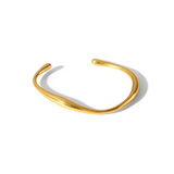 Gold-Plated Sculpted Open Cuff Bracelet for Women