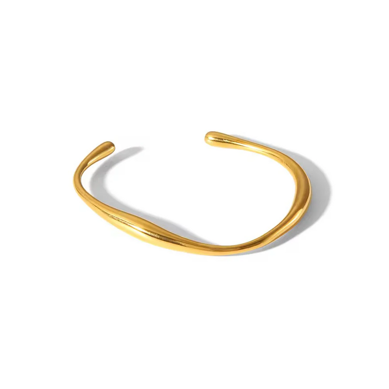 Gold-Plated Sculpted Open Cuff Bracelet for Women