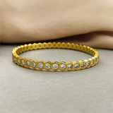 Gold-Plated Geometric CZ-Studded Bangle for Women