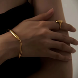 Gold-Plated Sculpted Open Cuff Bracelet for Women