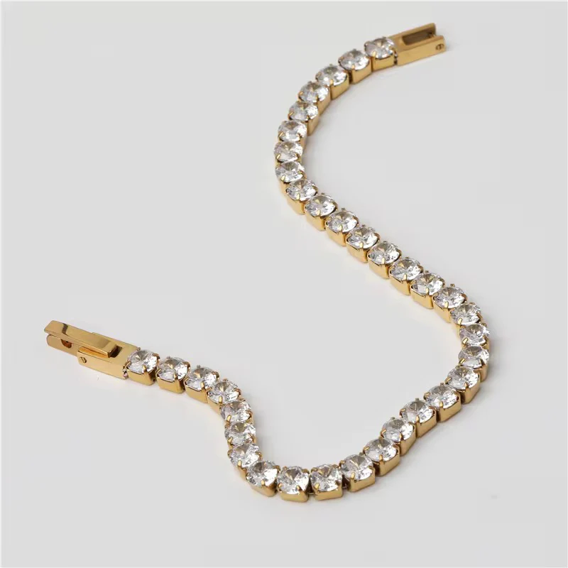 Gold-Plated Classic CZ Tennis Bracelet with Box Clasp