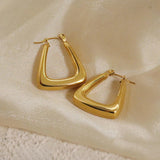 Gold Toned Anti Tarnish Chunky Geometric Statement Hoop Earrings