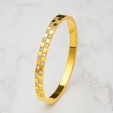 Gold-Plated Square Link Bracelet with CZ Detailing