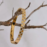 Gold-Plated Square Link Bracelet with CZ Detailing