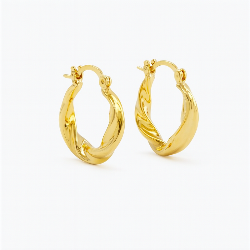 Gold-Plated Twisted Hoop Earrings for Women
