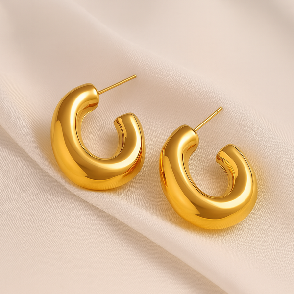 Gold-Plated Bold Chunky Hoop Earrings for Women
