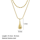 Gold-Toned Anti Tarnish Minimalistic Teardrop Layered Necklace