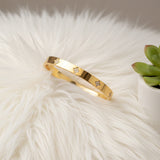 Gold Plated Bangle Bracelet with Cubic Zirconia Flower Accents