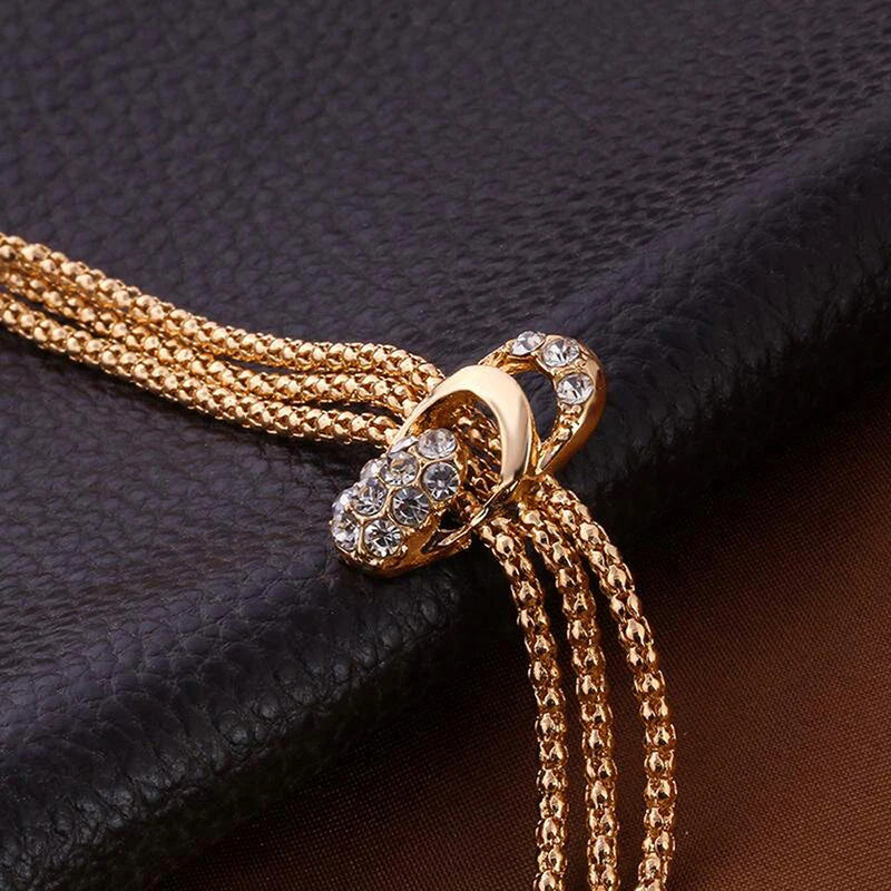 Gold-Toned & Crystal-Studded Necklace, Bracelet, Earrings & Ring Jewelry Set