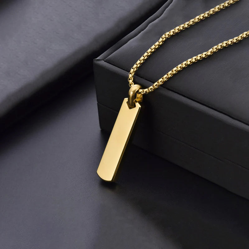 Gold Toned Anti Tarnish Rectangular Minimalist Hip Hop Party Pendant