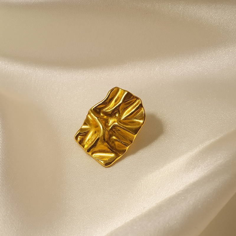 Gold-Plated Textured Abstract Statement Stud Earrings for Women