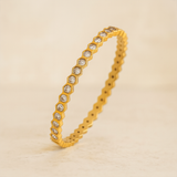 Gold-Plated Geometric CZ-Studded Bangle for Women