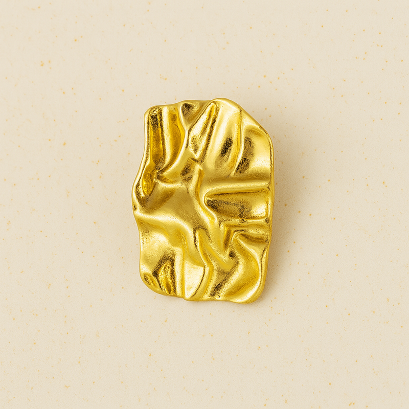 Gold-Plated Textured Abstract Statement Stud Earrings for Women