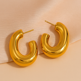 Gold-Plated Bold Chunky Hoop Earrings for Women