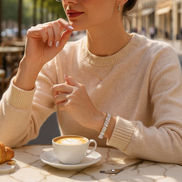 The Realm Sparkle & Shine Gold Plated Bracelet for Women with Crystal Pave