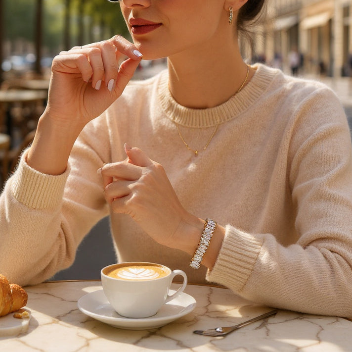 The Realm Sparkle & Shine Gold Plated Bracelet for Women with Crystal Pave