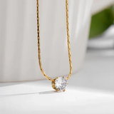 Gold-Plated Solitaire Pendant Necklace with Fine Chain