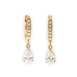 Gold-Toned Drop Earrings with Pear-Cut CZ Stones