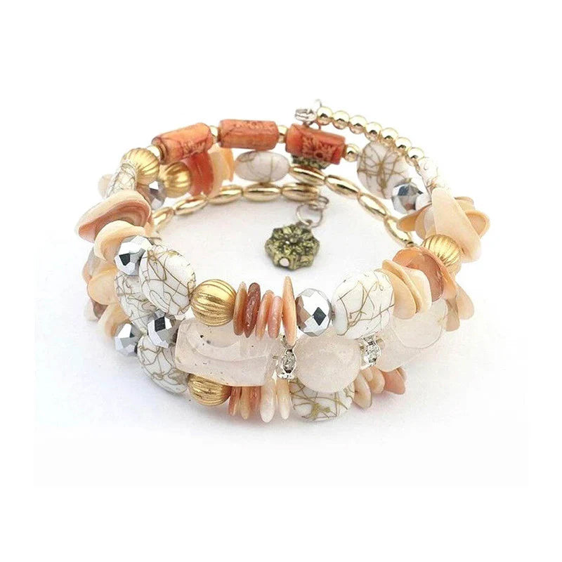 Marvelous Bohemia Beads Multi Strand Plushy Stretch Bracelet
