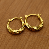 Gold-Plated Twisted Hoop Earrings for Women
