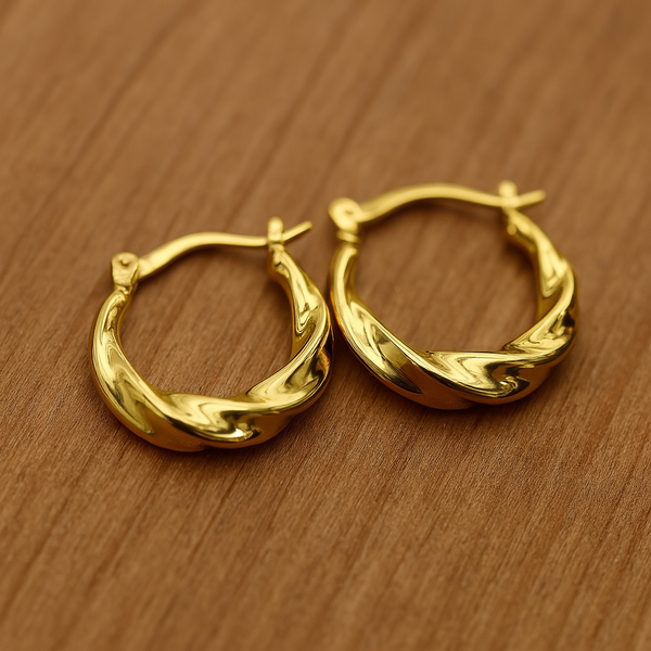 Gold-Plated Twisted Hoop Earrings for Women