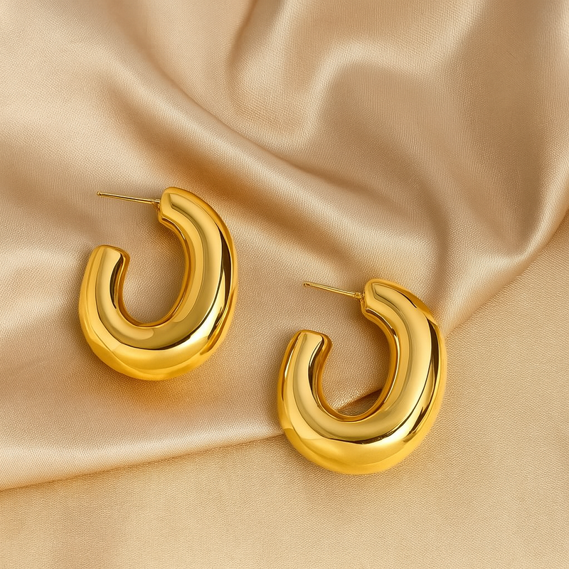 Gold-Plated Bold Chunky Hoop Earrings for Women
