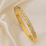 Gold-Plated Square Link Bracelet with CZ Detailing