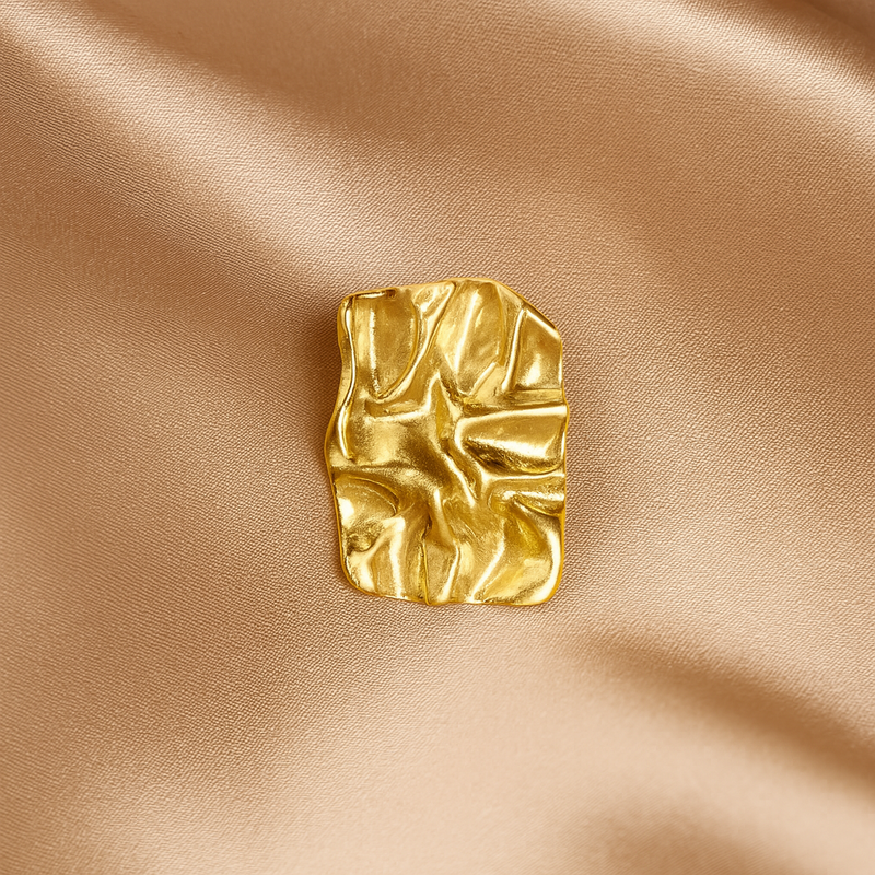 Gold-Plated Textured Abstract Statement Stud Earrings for Women
