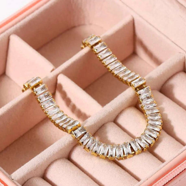 The Realm Sparkle & Shine Gold Plated Bracelet for Women with Crystal Pave