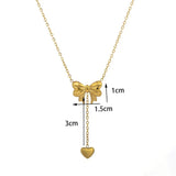 Gold Toned Anti Tarnish Heart Themed Bow inspired Pendant Necklace